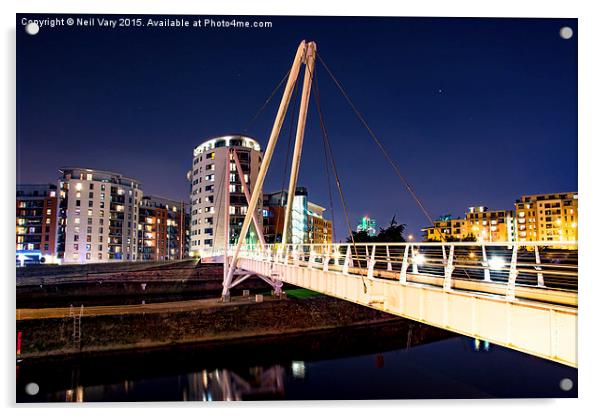  Night Time Bridge Walk Acrylic by Neil Vary