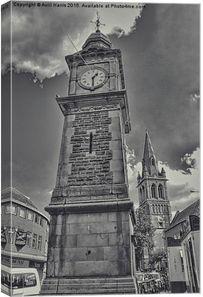  Rugby Clock tower Canvas Print by Avril Harris