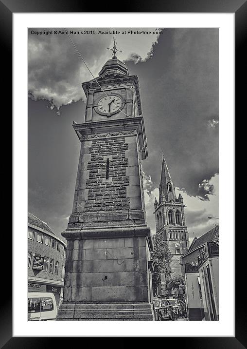  Rugby Clock tower Framed Mounted Print by Avril Harris