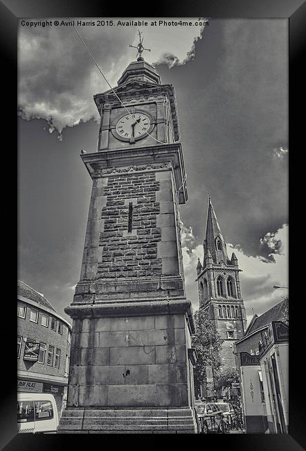  Rugby Clock tower Framed Print by Avril Harris