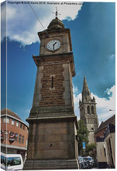   Rugby Clock tower Canvas Print by Avril Harris