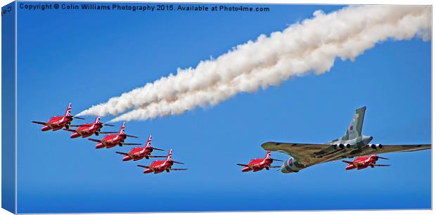  Final Vulcan flight with the red arrows 12 Canvas Print by Colin Williams Photography