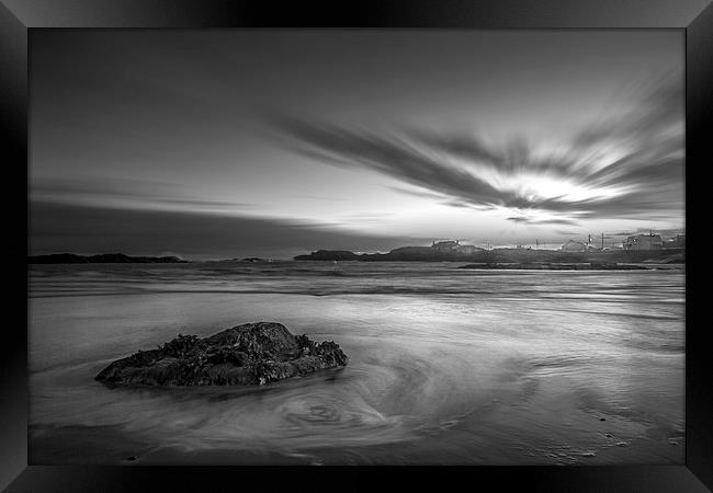  Trearddur Ebb And Flow mono Framed Print by Sean Wareing