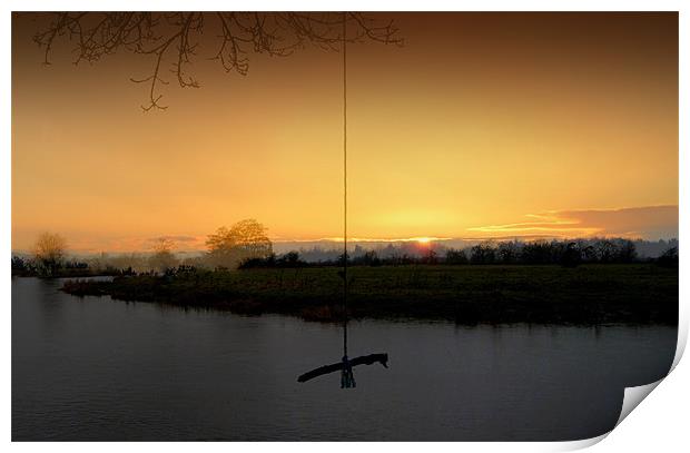 Rope Swing over the River Print by Pete Holloway