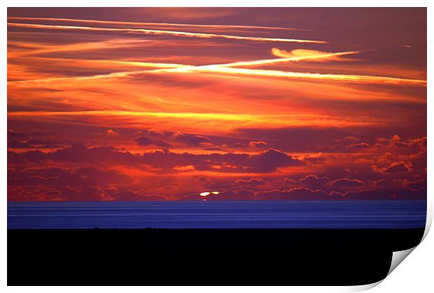 Ynyslas Sunset Print by Harvey Hudson