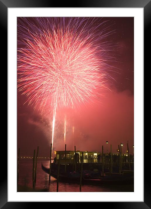 Fireworks in Venice Framed Mounted Print by Ian Middleton