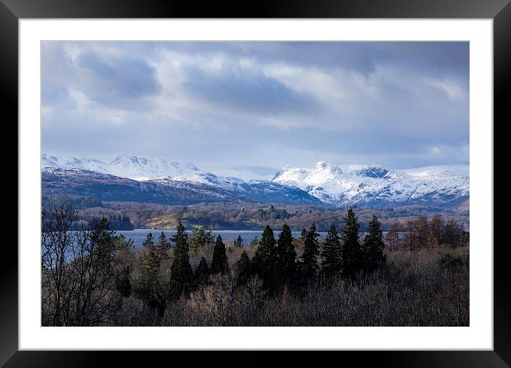  Langdale Pikes Winter Scene Framed Mounted Print by Andy McGarry