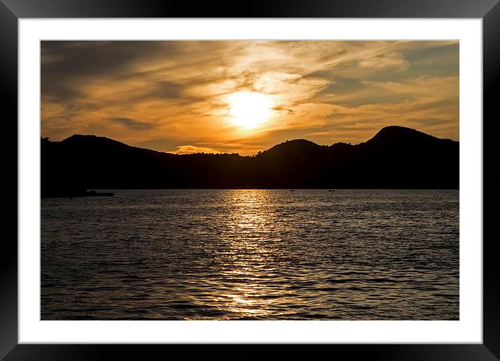 Sunset Over Kolocep Island Framed Mounted Print by Roger Green