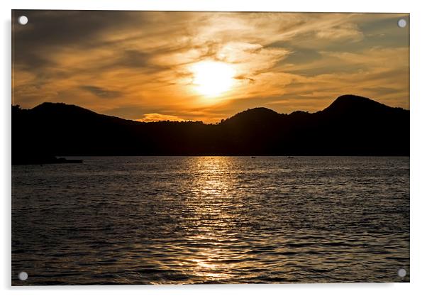 Sunset Over Kolocep Island Acrylic by Roger Green