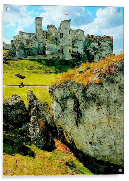  ogrodzieniec castle,poland Acrylic by dale rys (LP)