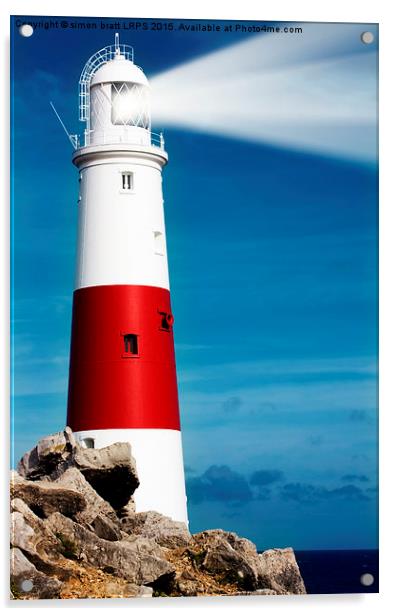 Portland Bill Lighthouse on rocks Acrylic by Simon Bratt LRPS
