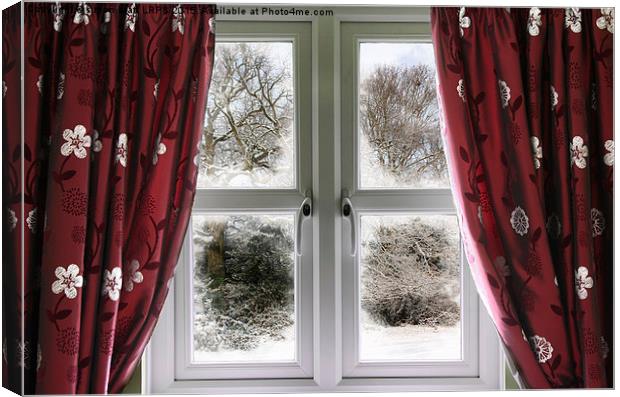 Winter view from a window Canvas Print by Simon Bratt LRPS