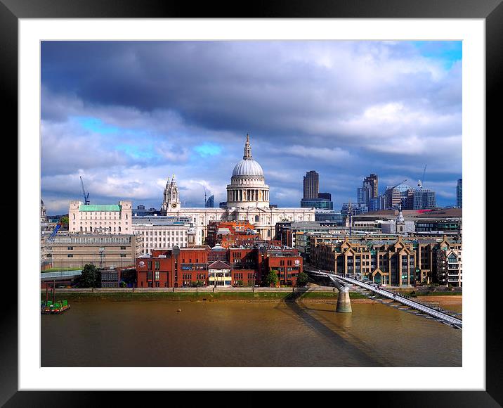 St Pauls and Millennium bridge Framed Mounted Print by Victor Burnside