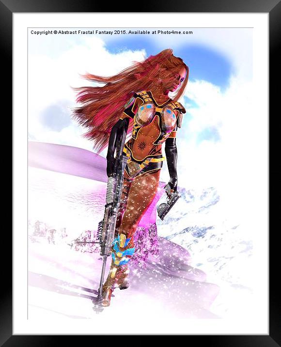  Sexy sci-fi soldier girl on snow patrol Framed Mounted Print by Abstract  Fractal Fantasy