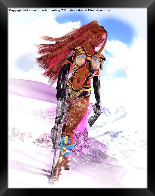  Sexy sci-fi soldier girl on snow patrol Framed Print by Abstract  Fractal Fantasy