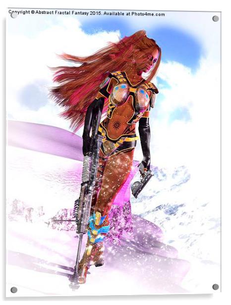  Sexy sci-fi soldier girl on snow patrol Acrylic by Abstract  Fractal Fantasy