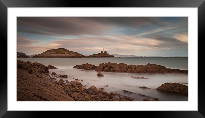  Bracelet Bay and Mumbles lighthouse Framed Mounted Print by Leighton Collins