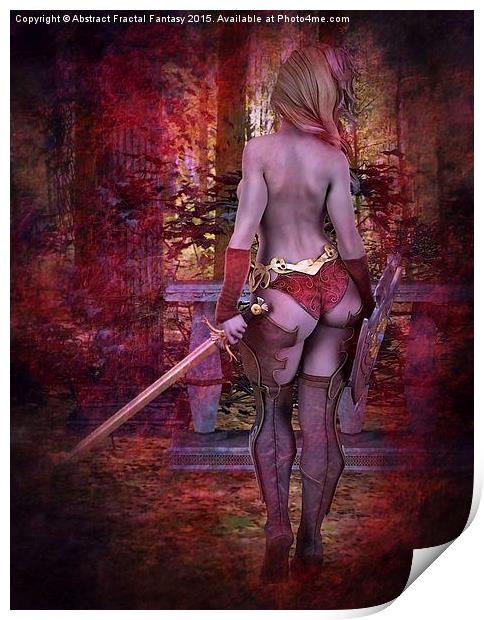  It's Not my Time - Fantasy nude warrior girl Print by Abstract  Fractal Fantasy
