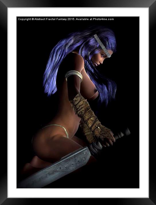  Kneeling nude with sword Framed Mounted Print by Abstract  Fractal Fantasy