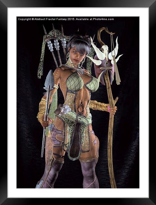  Voodoo Tribal Warrior Girl Framed Mounted Print by Abstract  Fractal Fantasy