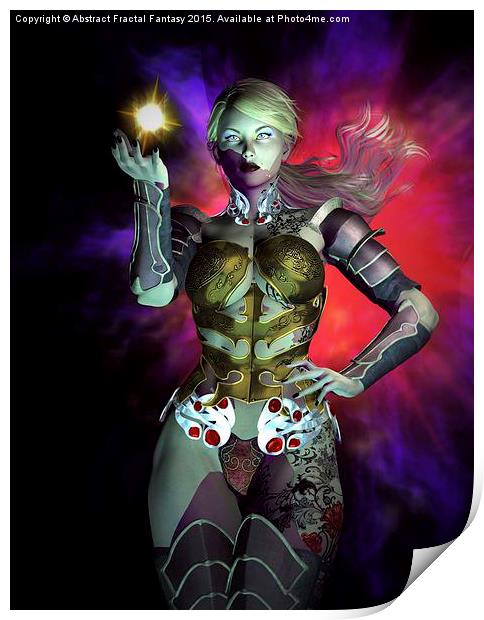  The Force of Light fantasy warrior female Print by Abstract  Fractal Fantasy