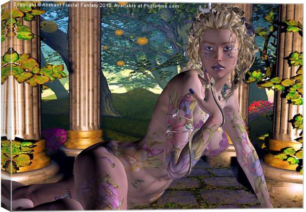  Sexy nude fantasy tattoo girl Canvas Print by Abstract  Fractal Fantasy