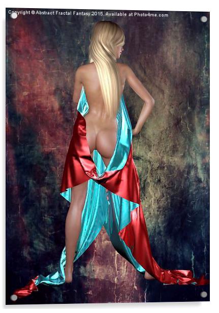 Nude with drape back view Acrylic by Abstract  Fractal Fantasy