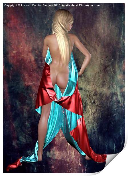  Nude with drape back view Print by Abstract  Fractal Fantasy