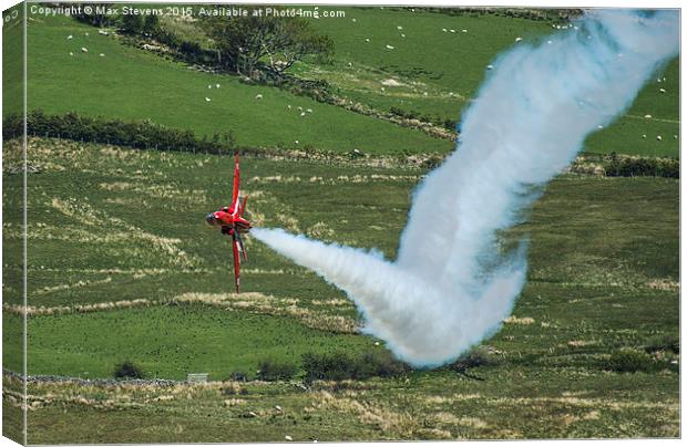  Red Arrows fast & low....smoke on... Canvas Print by Max Stevens
