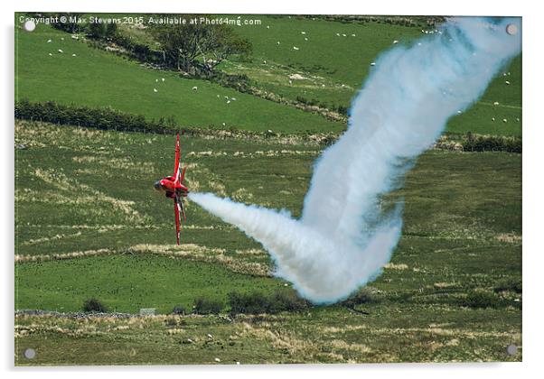  Red Arrows fast & low....smoke on... Acrylic by Max Stevens