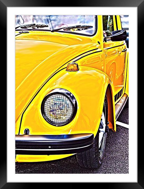  Yellow VW Volkswagen Beetle car Framed Mounted Print by Brian  Raggatt