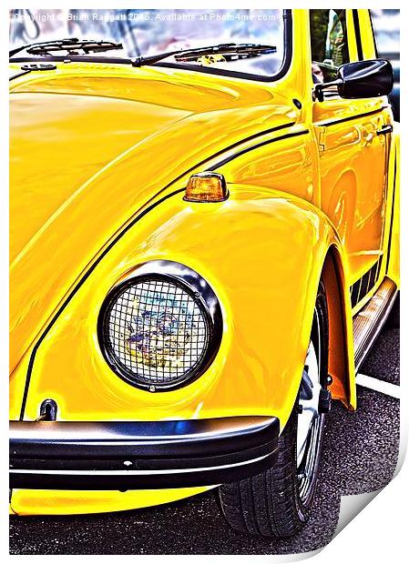  Yellow VW Volkswagen Beetle car Print by Brian  Raggatt