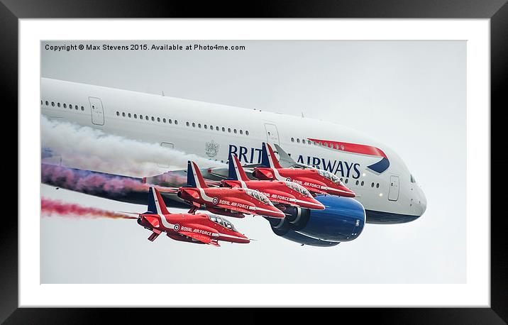  British Airways first A380 in formation with the  Framed Mounted Print by Max Stevens