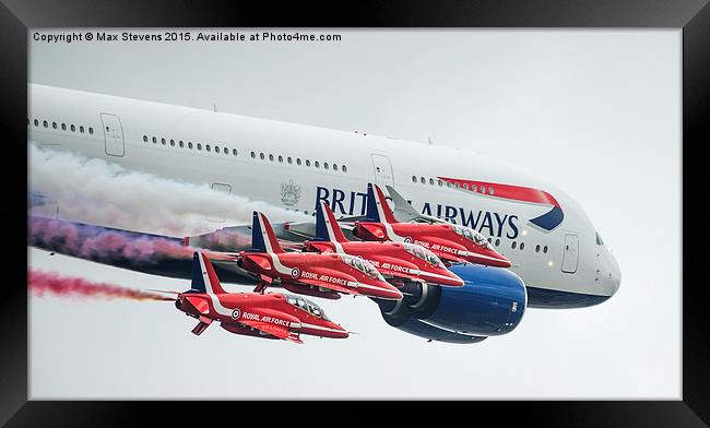  British Airways first A380 in formation with the  Framed Print by Max Stevens