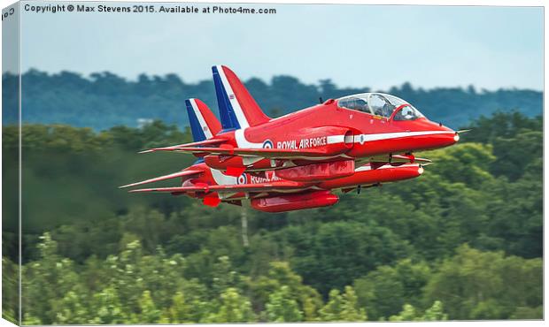  Red Arrows pair take off low Canvas Print by Max Stevens