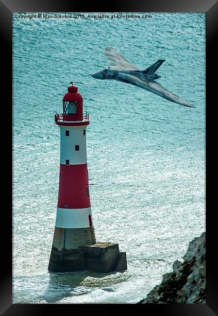  The Vulcan rounds Beachy Head lighthouse during h Framed Print by Max Stevens
