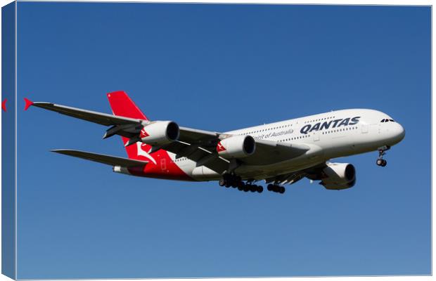 Qantas Airbus A380 Canvas Print by David Pyatt