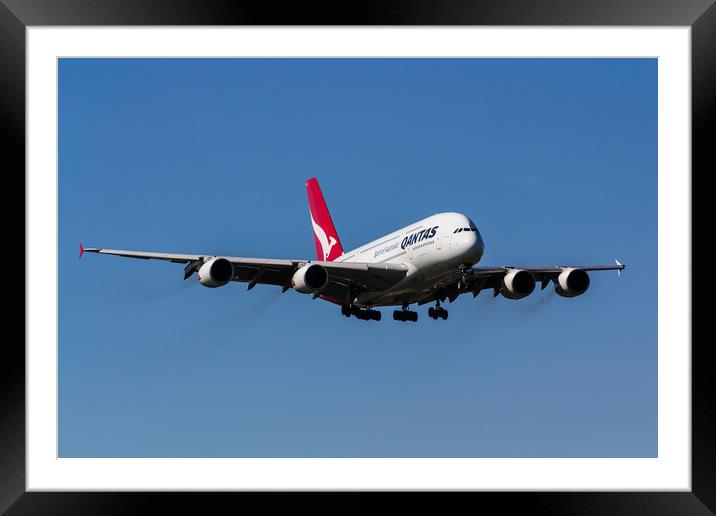 Qantas Airbus A380 Framed Mounted Print by David Pyatt
