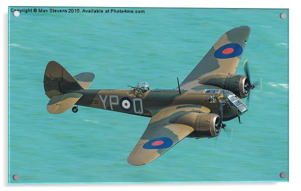  Bristol Blenheim Mk1 low over the sea Acrylic by Max Stevens
