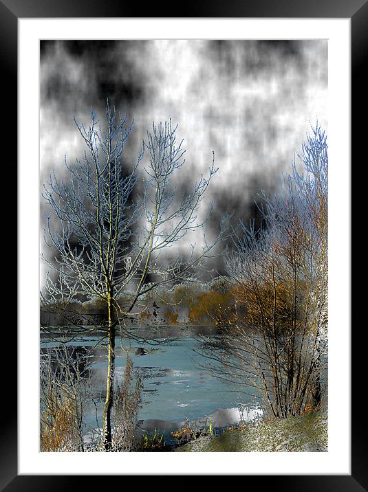 Frozen lake in a Plasma storm Framed Mounted Print by Chris Day