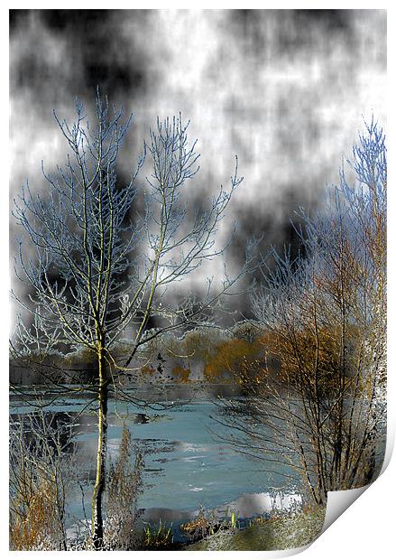 Frozen lake in a Plasma storm Print by Chris Day