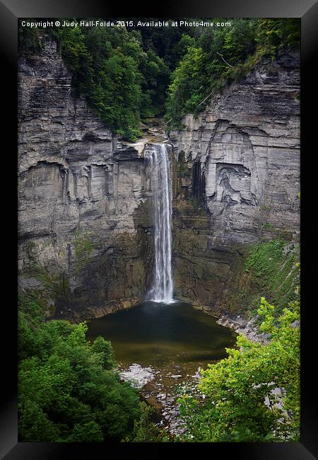  New York Mountain Waterfall Framed Print by Judy Hall-Folde