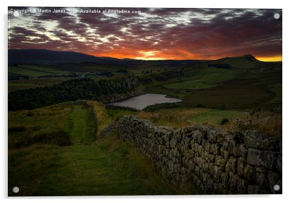  Sundown over the Roman Wall at Sewingshields Crag Acrylic by K7 Photography
