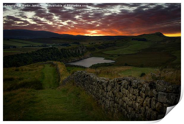  Sundown over the Roman Wall at Sewingshields Crag Print by K7 Photography