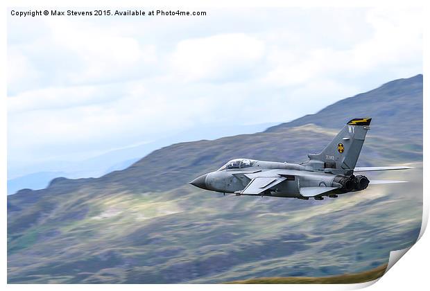  RAF Tornado F3 of 111 sqn flies low through Snowd Print by Max Stevens