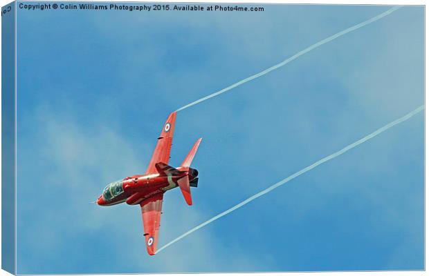  A Red Arrow breaks to Land at Farnborough 2015  Canvas Print by Colin Williams Photography