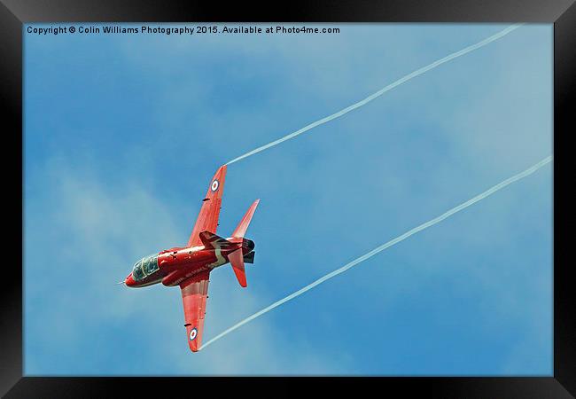  A Red Arrow breaks to Land at Farnborough 2015  Framed Print by Colin Williams Photography