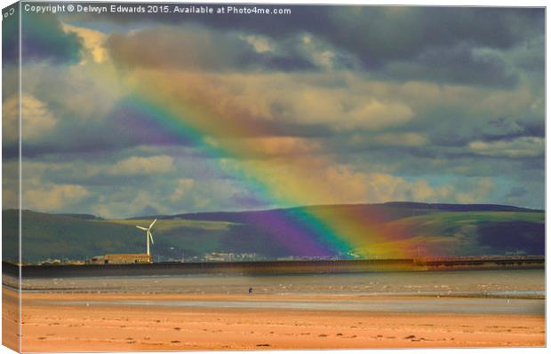  Beach rainbow Canvas Print by Delwyn Edwards