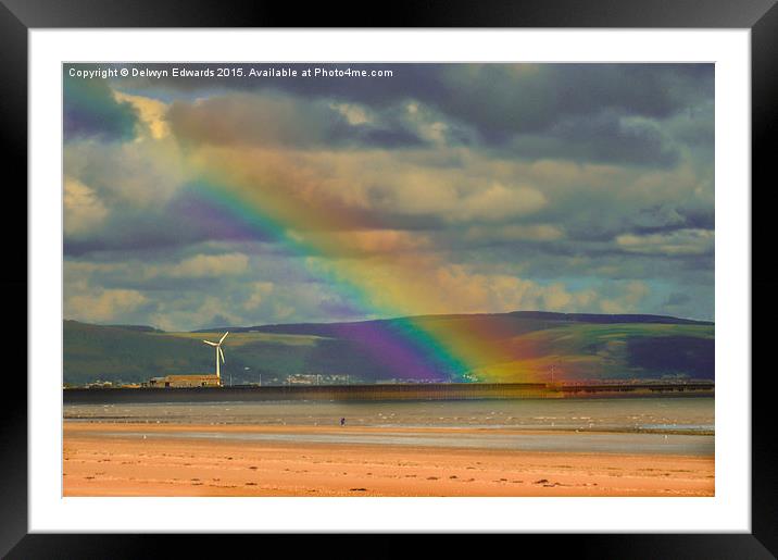  Beach rainbow Framed Mounted Print by Delwyn Edwards
