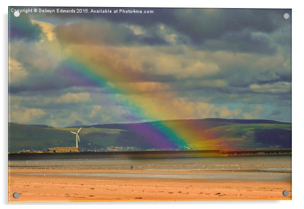  Beach rainbow Acrylic by Delwyn Edwards